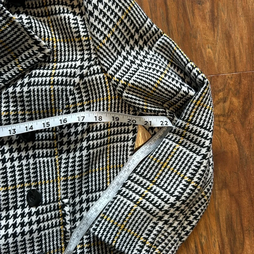 Women’s Black and White Plaid Peacoat Jacket - Picture 6 of 6